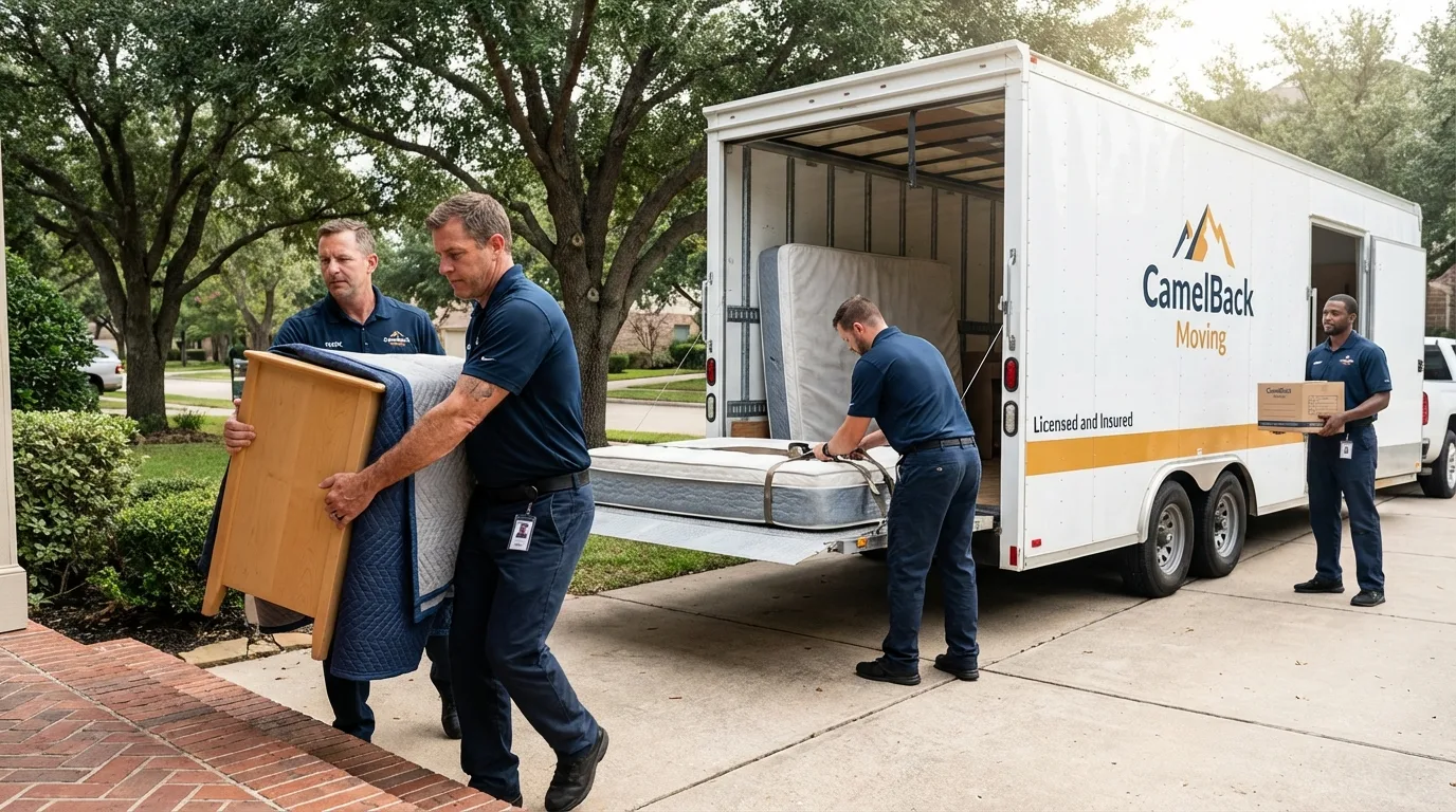 Crew loading residential truck for cross-state move from Stevensville, MT