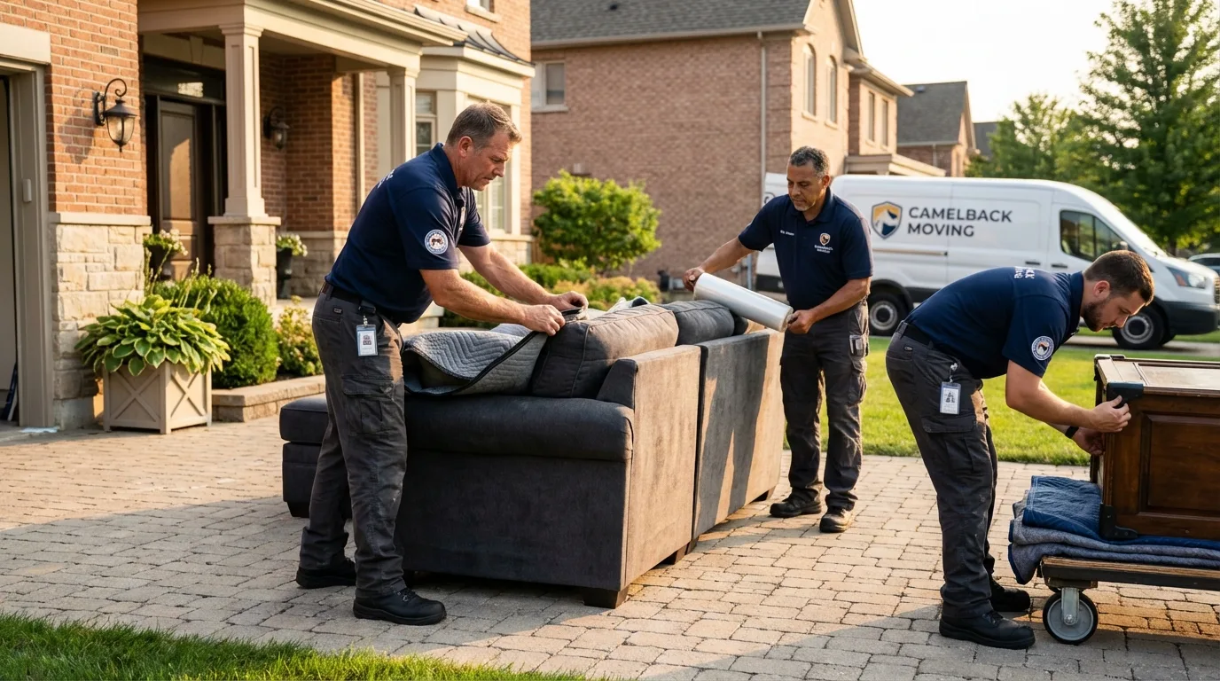 Large estate moving crew wrapping furniture in Stevensville, MT