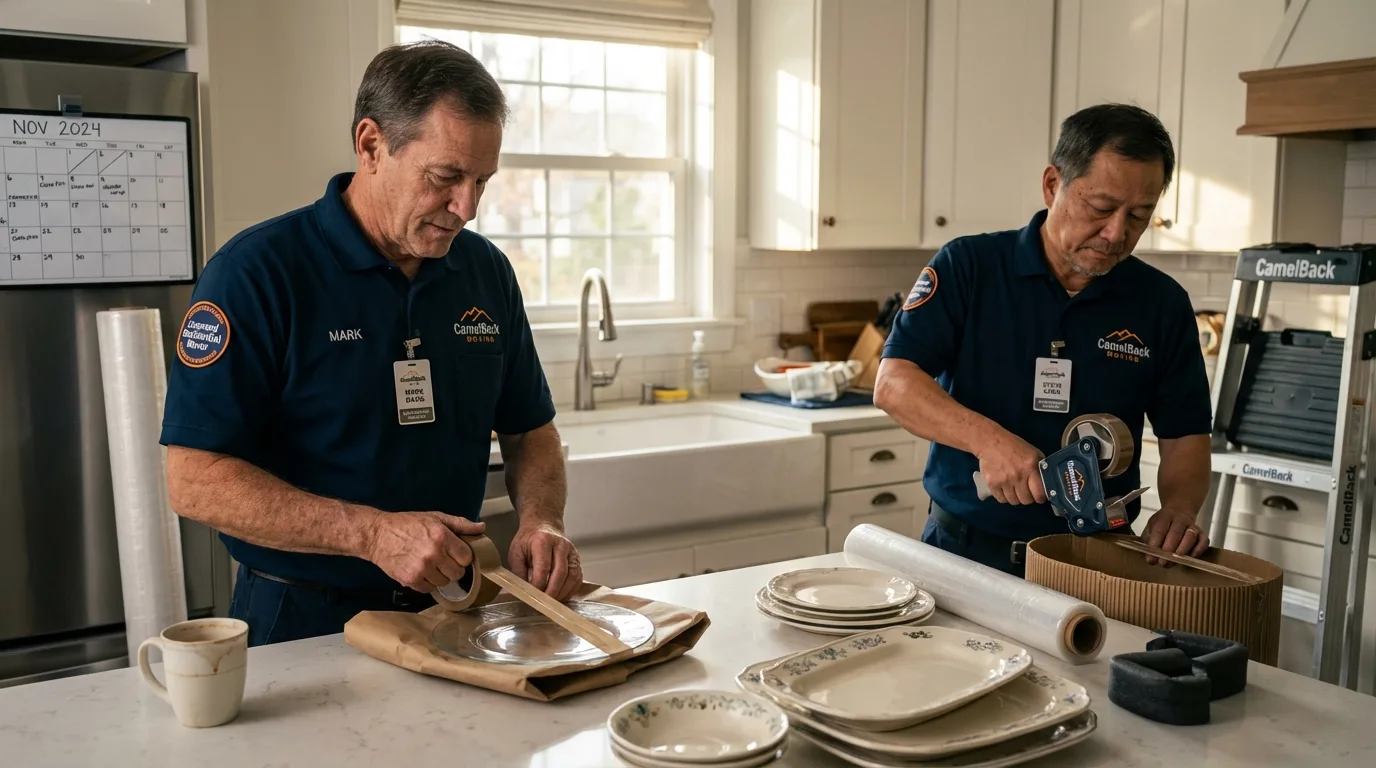 Professional crew packing kitchen dishware in Stevensville, MT